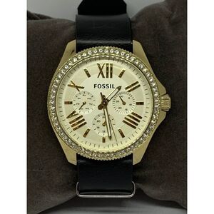 Fossil AM4482 Women's Black Leather Analog Dial Quartz Genuine Wrist Watch GE35